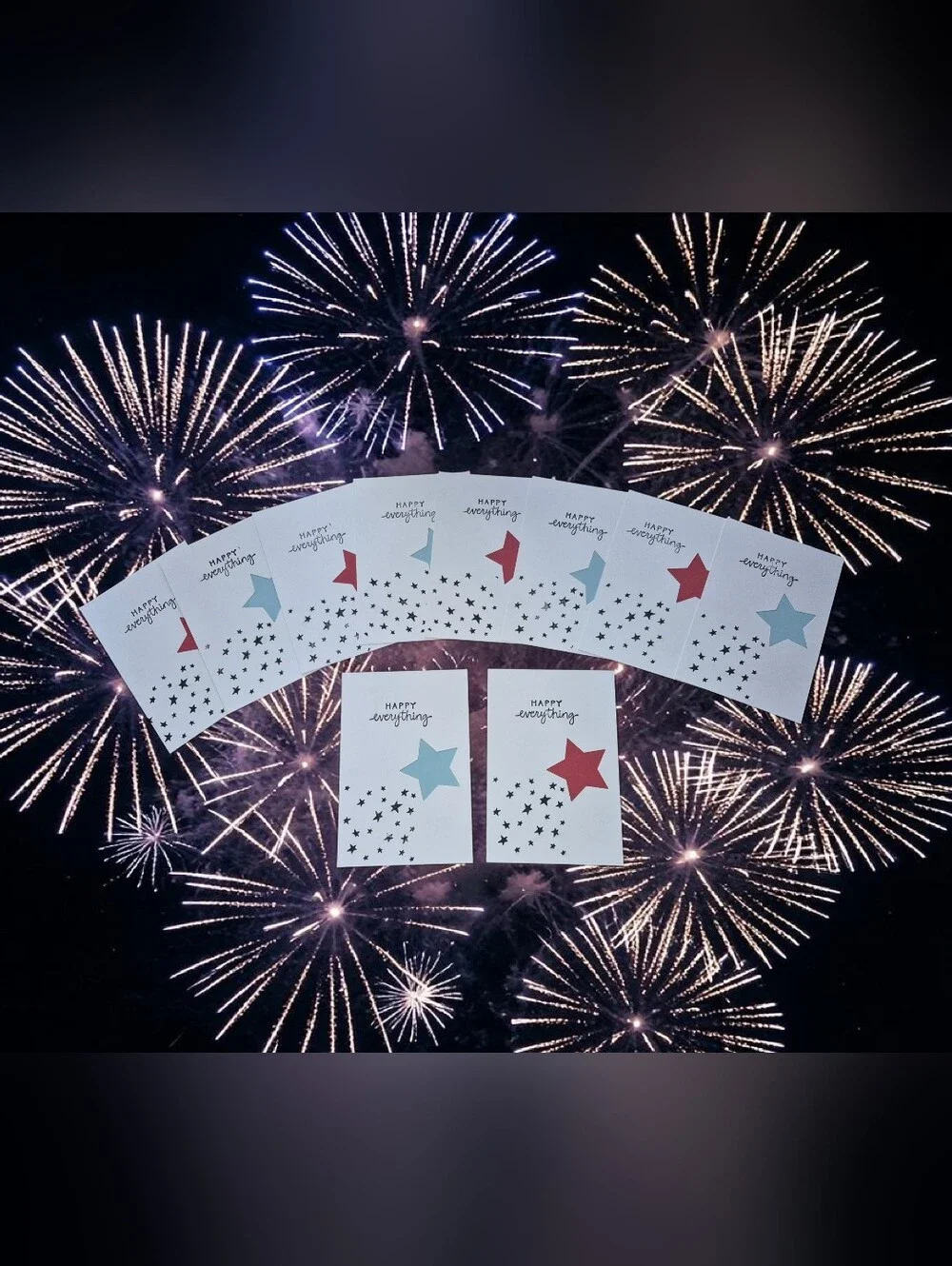 Handcrafted 'Happy Everything' Patriotic Star Cards - Set Of 10 🇺🇸